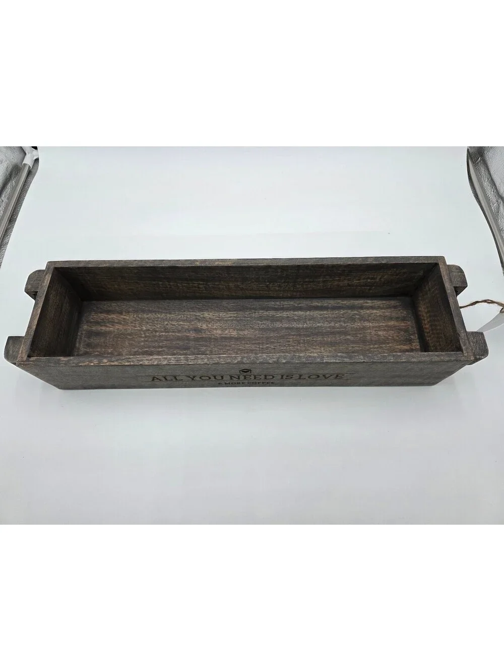 Rustic Wooden Serving Tray with Handles and Inspirational Quote